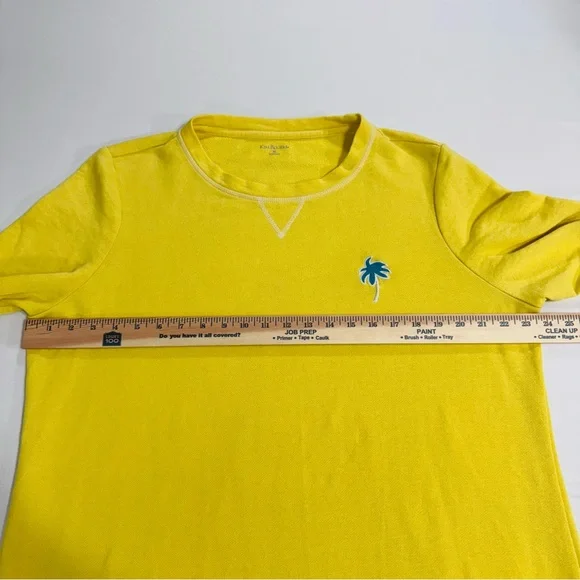 Kim Rogers Yellow Crewneck Lightweight Sweatshirt,Palm Tree Embroidered Logo, XL - Picture 7 of 11